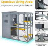 YDTOP Large Catio 4 Tiers Cat Enclosure House for Multiple Indoor Outdoor Cats with Weatherproof Roof, 4 Resting Rooms, 4 Platforms, 5 Windows, 70" H 32" W 77" L, Grey Green YDTOP