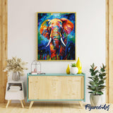 Figured'Art Paint by Number for Adults Colorful Abstract Elephant 16"x20" - Craft Art Painting Rolled Canvas with DIY Wooden Frame Figured'Art