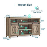 LINSY HOME Farmhouse TV Stand for 65 Inch TV, Tall Highboy Entertainment Center with Sliding Barn Door, Rustic Media Console with Storage Shelves, Wood Television Stand for Living Room, Light Brown LINSY HOME