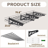 FFVVGH 2-Pack 2x6ft Storage Shelves,24-inch-by-71-inch Total Load 1200LBS Heavy Duty Garage Wall Shelving, Rust-Proof Metal Shelf Wall Mount Easy Installation,Space-Saving Wall Rack Garage Shelving FFVVGH