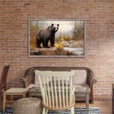Framed Bear Picture Wall Art: Large Wild Animal Prints Woodland Wildlife Artwork Rustic Farmhouse Wood Painting for Living Room Bedroom old barn