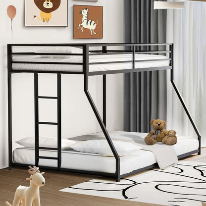 Twin Over Full Bunk Bed - LifeSky Metal Bunkbeds Full Bottom Low Profile Removable Side Ladder Black