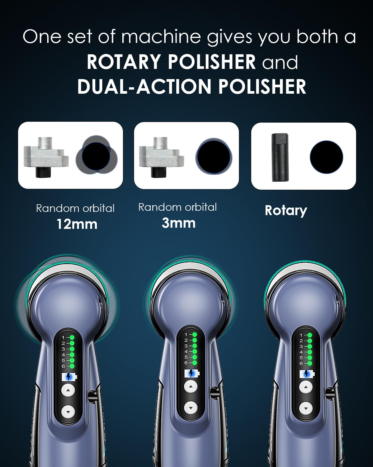 RAYBAO Mini Polisher, 2/1.5 inch Cordless Mini Polisher with 2pcs 2.0Ah Batteries, Works as DA & RO Polisher, Small Polisher with 6 Speeds, 53 Accessories, Mini Polisher for Car Detailing, Po - WoodArtSupply