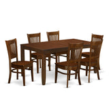 East West Furniture LYVA7-ESP-W 7 Piece Dining Table Set Consist of a Rectangle Dining Room Table with Butterfly Leaf and 6 Wooden Seat Chairs, 36x66 Inch, Espresso East West Furniture