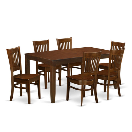East West Furniture LYVA7-ESP-W 7 Piece Dining Table Set Consist of a Rectangle Dining Room Table with Butterfly Leaf and 6 Wooden Seat Chairs, 36x66 Inch, Espresso East West Furniture