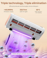 JIGOO Bed Vacuum Cleaner with Dust Sensor, Mattress Vacuum Cleaner with UV & Ultrasonic and High Heating, 13Kpa Suction 500W Powerful Double-Cup Handheld Vacuums (J300, Corded) JIGOO