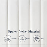 Allewie Queen Bed Frame, Velvet Upholstered Platform Bed with Adjustable Vertical Channel Tufted Headboard, Mattress Foundation with Strong Wooden Slats, Box Spring Optional, Easy Assembly, White Allewie