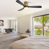 Sofucor Ceiling Fan With Lights 52 Inch Flush Mount Ceiling Fan with Remote Control, Wood Blades Modern Outdoor Ceiling Fan for Bedroom/Farmhouse/Patio/Indoor, Quiet DC Motor Sofucor