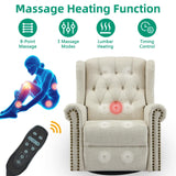 VIVIJASON Power Swivel Rocking Recliner Chair with Massage & Heat, Electric Rocker Nursery Glider Chair, Wingback Tufted Upholstered Recliner W/Type-C & USB Ports for Living Room, Bedroom, Beige VIVIJASON