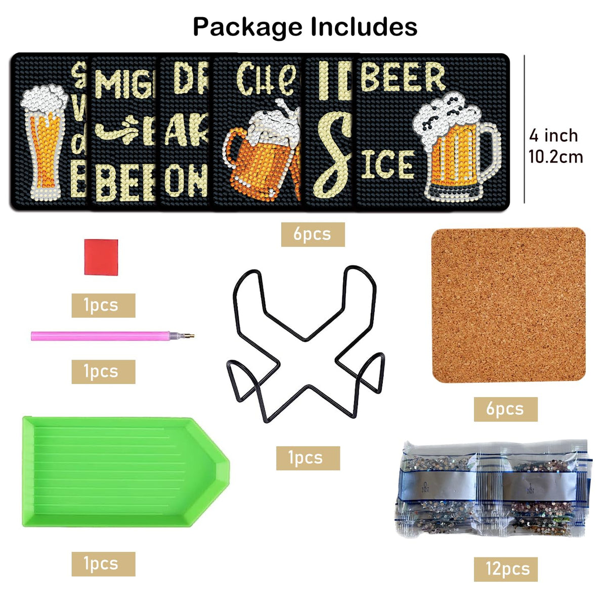 Nilyzit DIY Beer Coaster Diamond Painting Coasters Kits for Adults Small Diamond Art Kits Diamond Painting Kits for Adults Clearance adults'paint-by-Number Kits,Square Coasters,Funny Coasters Nilyzit