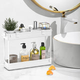 SPACELEAD Slim Storage Cart 3 Tier,Bathroom Organizer Rolling Utility, Mobile Shelving Unit Slide Out for Office, Kitchen, Laundry Room & Narrow Places,White SPACELEAD