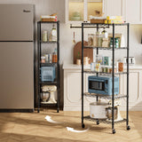 Golpart 5 Tier Shelves Storage Shelf Wire Closet Bathroom Organizers Metal Pantry Kitchen Garage Shelving Unit Laundry Room Organization Home Rack Net Basket Black with Wheels 14”D X 24”W X 61”H Golpart