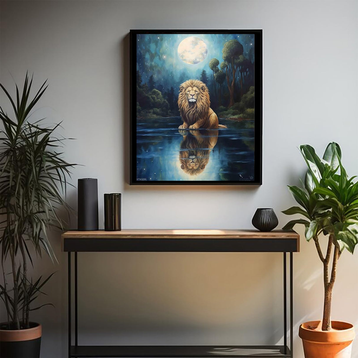 XTXGERL Paint by Numbers for Adults Lion, DIY Oil Painting Moon Acrylic Paint by Number Kits for Adult Adults Beginner for Home Wall Decor 16x20 inch XTXGERL