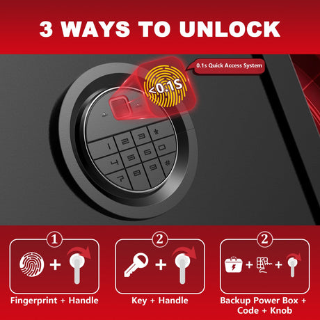 8-10 Fingerprint Gun Safe for Rifles and Pistols, No Assembly Required Quick Access Biometric Gun Cabinet, Large Gun Locker for Pistols and Shotguns, Dual Alarm & Mute Mode Switching SHICHI