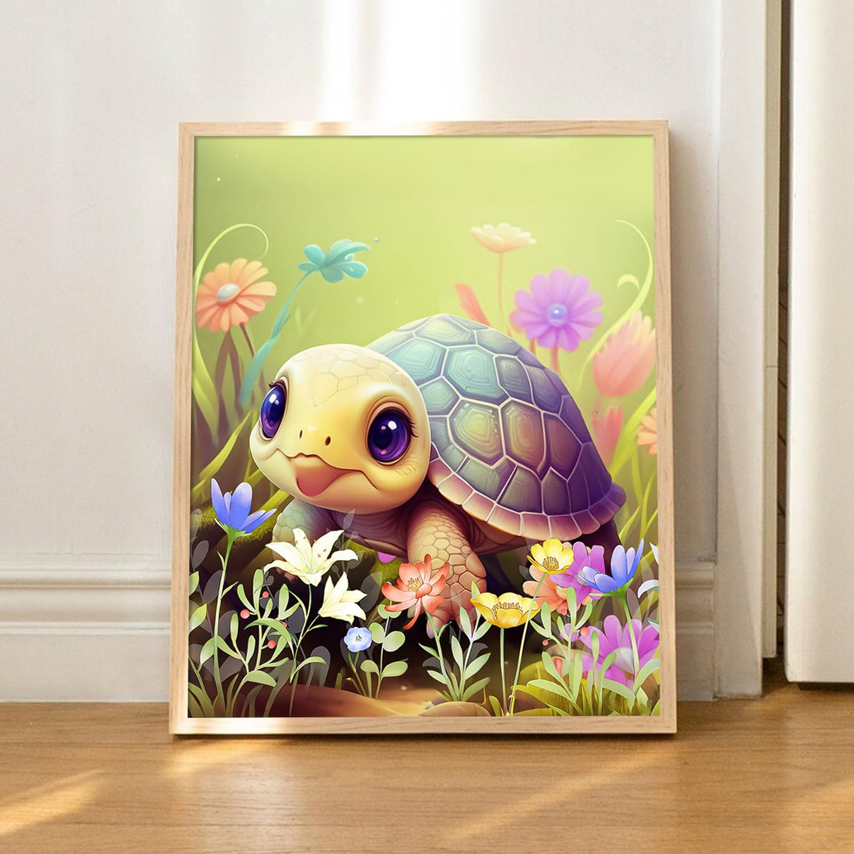 Pangoo Art Paint by Numbers Kit for Adults, Flower Turtle Paint by Numbers, Cute Animal Adults Paint by Number Kits, 16" X20" Paint by Number Canvas for Home Wall Art Decor Pangoo Art