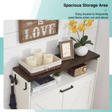 Barnyatoh Shoe Storage Cabinet,Farmhouse Shoe Organizer with 2 Flip Drawers & Barn Door Design,Freestanding Hidden Slim Narrow Shoe Rack Cabinet with Open Storage for Entryway, Foyer,Hallway,White Barnyatoh