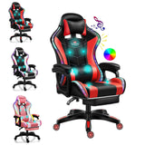 TBQATNTS Gaming Chair with Speakers,Led Gaming Chair,Ergonomic Pro Gaming Chair with Full Massage Lumbar Support Bluetooth Speakers Backrest Adjustable/Gaming Chairs for Adults,Red TBQATNTS
