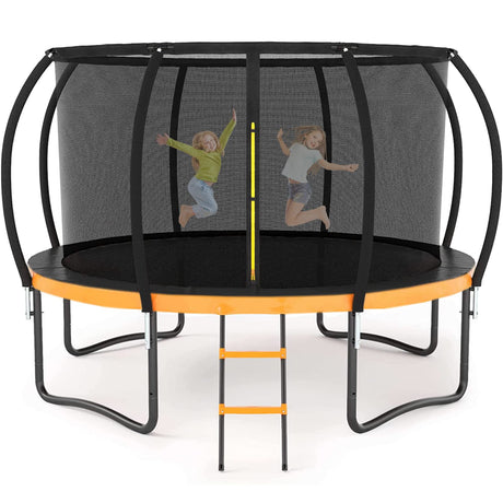 Liyarya 12FT/14FT Trampoline for Kids/Adults - Outdoor Recreational Trampoline with Enclosure Net, Curved Poles and Ladder, Heavy Duty, Anti-Rust Coating, ASTM Approved Liyarya