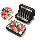 DoxQcs Mini Anti-demagnetization Coin Card Holder, DIY Diamond Art Painting Leather Zipper Card Case Wallet-Cardinal DoxQcs