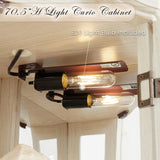 CKEASEAN Corner Curio Cabinet, 70.5" H Lighted Glass Display Case with 5 Adjustable Tempered Glass Shelves, Light Bulb Included, Wine Cabinet Rack for Bar and Liquor Storage (White) CKEASEAN