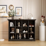 OSCHF Cube Storage Bookcase with Base - Wooden 3 Tiers Floor Standing Open Shelf Cabinet for Home and Office, 12-Cube Lattice Bookshelf, Black OSCHF