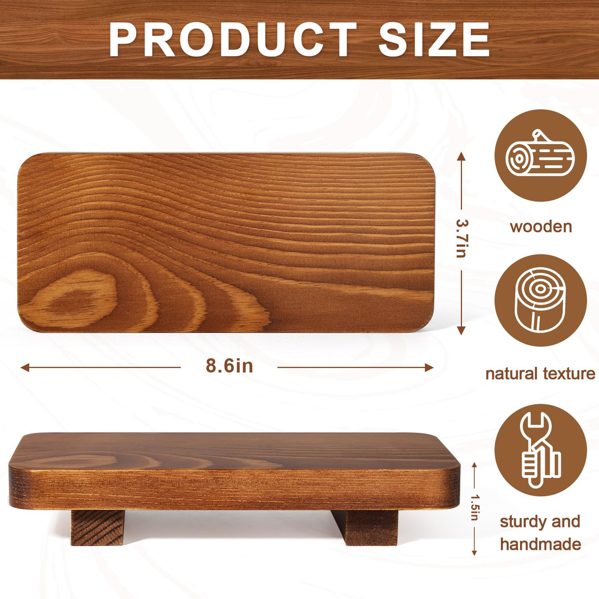 KASUNTING Small Wood Tray Pedestal Stand Farmhouse Bathroom Decor Decorative Wooden Riser Kitchen Soap Dish Holder/Tray for Vanity, Counter, Sink Kasunting