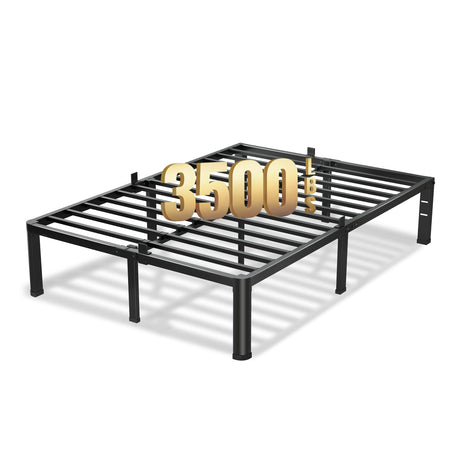 VIPSHOW 18 Inch Queen Bed Frame, 3500Lbs Heavy Duty Metal Platform with Round Corner Legs Mattress Slide Stopper, Steel Slat Support No Box Spring Needed, Noise Free, Non-Slip, Easy Assembly VIPSHOW