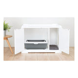 TRIXIE XL Furniture Litter Box Enclosure (White), Hidden Litter Box for Cats with Openings on Either Ends & Large Ventilations Slots, Double Doors for Easy Cleaning, Removable Divider TRIXIE