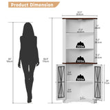 IRONCK 67" Tall Corner Bookcase with Magnetic Glass Doors,Wooden Corner Bookshelf with LED, Storage Cabinet for Home Office Living Room IRONCK