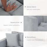 Modern Velvet Futon Sofa Bed,Convertible Sleeper Loveseat with 4 Folding Backrest,78" Comfy Deep Seat Cloud Couch Bed for Living Room Apartment Office (Light Grey) Majnesvon