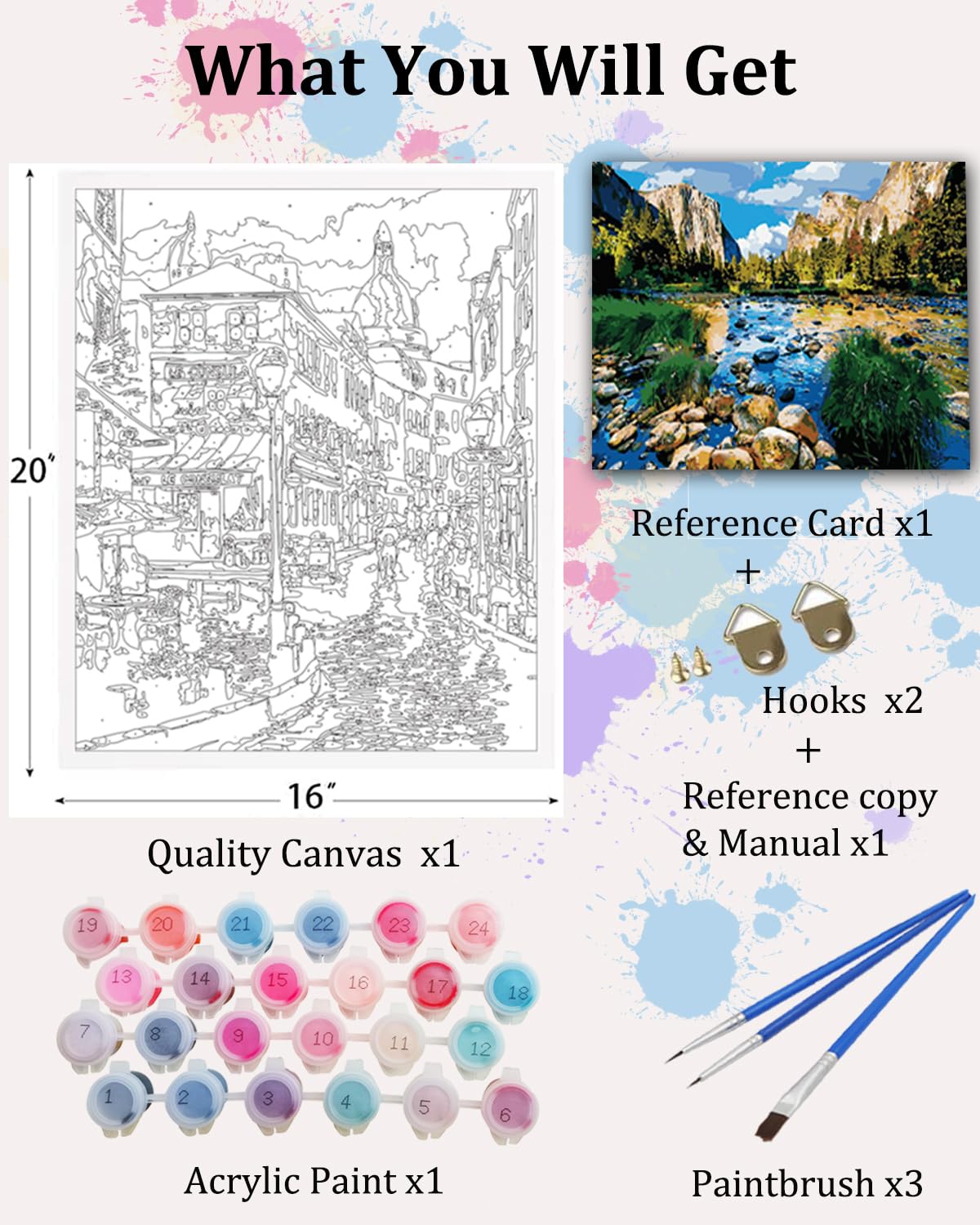 TOCARE Paint by Numbers Kit for Adults Yosemite National Park,Adult Paint by Number Canvas Yosemite,Adult's Paint-by-Number Kits Nature Scenery 16x20inch TOCARE