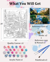 TOCARE Paint by Numbers Kit for Adults Yosemite National Park,Adult Paint by Number Canvas Yosemite,Adult's Paint-by-Number Kits Nature Scenery 16x20inch TOCARE