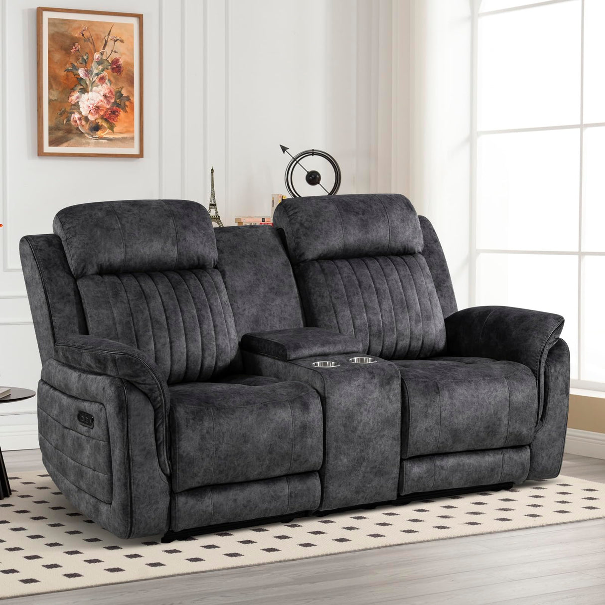 Neptane Power Reclining Loveseat with Zero Gravity, Adjustable Headrest, Electric Reclining Loveseat with Console, USB/Type-C Ports, Power Loveseat Recliner Sofa for Living Room (Grey, Loveseat) Neptane