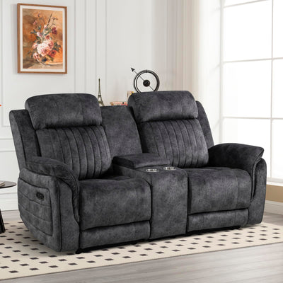 Neptane Power Reclining Loveseat with Zero Gravity, Adjustable Headrest, Electric Reclining Loveseat with Console, USB/Type-C Ports, Power Loveseat Recliner Sofa for Living Room (Grey, Loveseat)