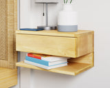 WOODCHES Floating Nightstand Side Accent or End Table with Storage Drawer, Wood Bedside Shelf, Handmade Floating Table (MADRID) WOODCHES