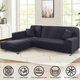 LA MEACK Sectional Couch Covers 2-Piece Softness L Shaped Sofa Cover Super Stretch L-Type Couch Slipcover with 2Pcs Pillowcases Sofa Slipcover 3 Seater + 3 Seater Furniture Protector (Dark Grey) LA MEACK