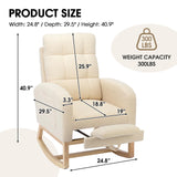 NIOIIKIT Modern Nursery Rocking Chair, Teddy Upholstered Rocking Chair with Footrest, Comfortable Rocker Recliner with Side Pocket, Rocker Glider for Living Room, Bedroom, Nursing Room (Apricot) NIOIIKIT