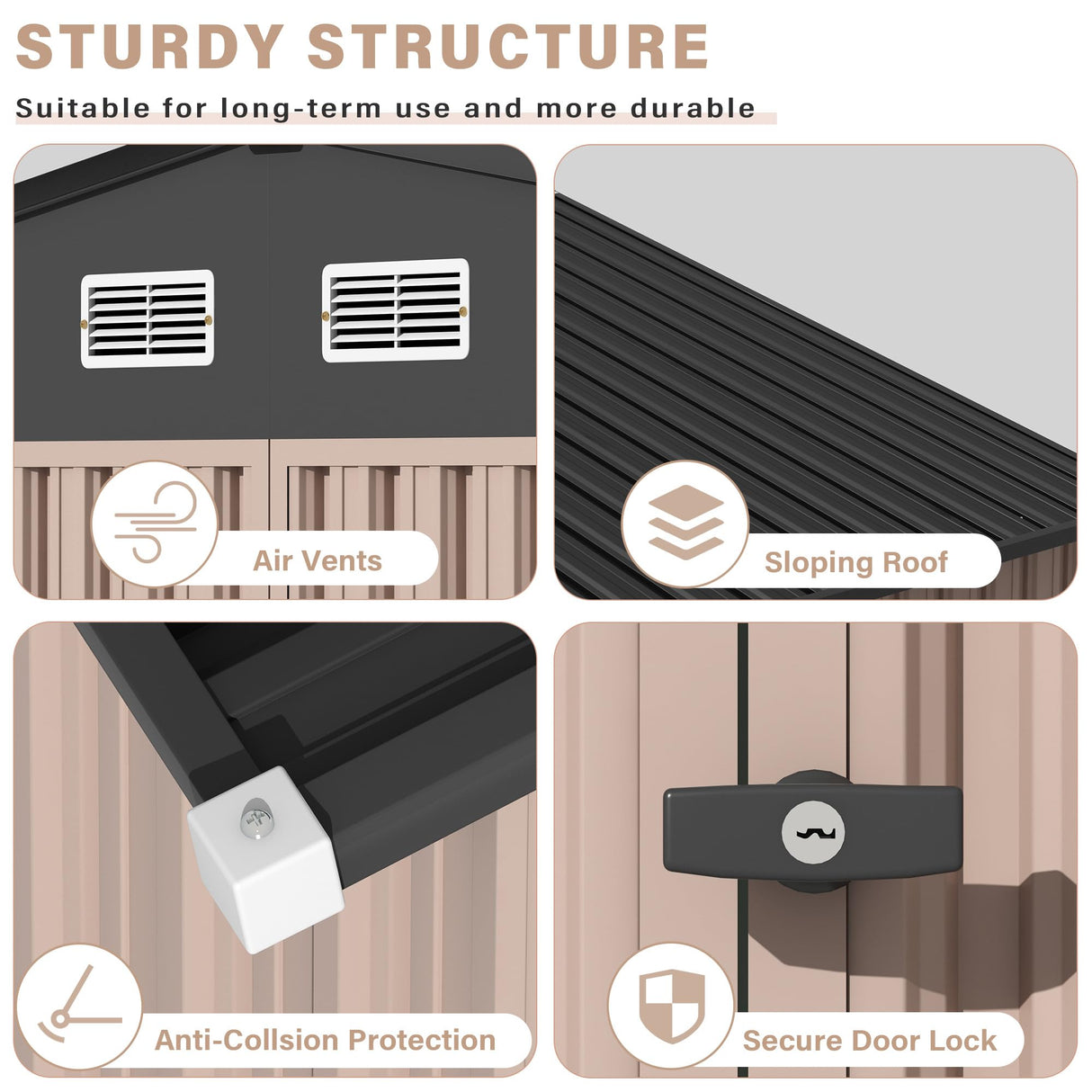 6x8 FT Metal Storage Sheds Outdoor, Metal Yard Sheds Metal Garden Shed Kit, Metal Tool Shed with Lockable Door, Metal Utility Sheds Buildings with Air Vent for Backyard Garden Patio Lawn Reljofum