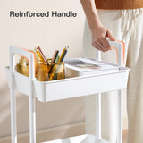 Pipishell 3 Tier Rolling Cart Organizer, Plastic Rolling Cart with Lockable Wheels & Reinforced Handle, Lightweight Utility Cart Storage Cart for Nursery, Kitchen, Bathroom, Craft Room, White, PIUC14W Pipishell