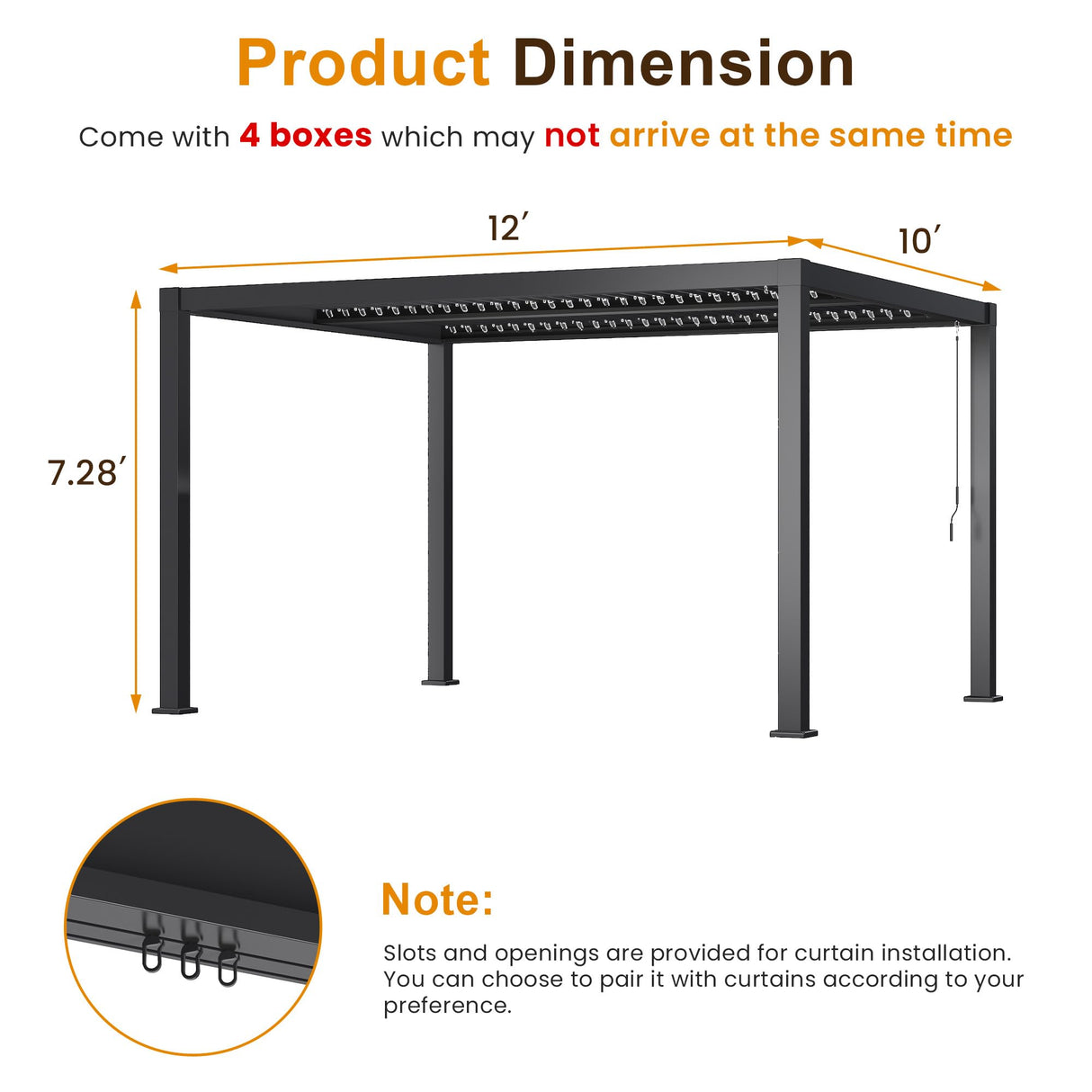 Kiss the Water 10'x12' Adjustable Louvered Pergola, Heavy-Duty Metal Outdoor Pergola, Metal Hardtop Gazebo with Adjustable Roof for Patio, Deck, Garden, Yard, Dark Gray Kiss the Water