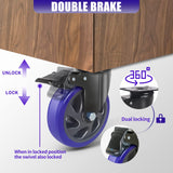 5 Inch Caster Wheels with Brake, Heavy Duty Casters Set of 4 2200lbs, Swivel Casters with Double Ball Bearings, Dual Locking Casters,Wheels for Cart,Furniture,Cabinets,Workbench (Two Hardware Kits Wieyunn