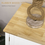 HOMCOM Sideboard Buffet Cabinet, Retro Kitchen Cabinet, Coffee Bar Cabinet with Rubber Wood Top, Drawers, Adjustable Shelves for Living Room, Entryway, White HOMCOM