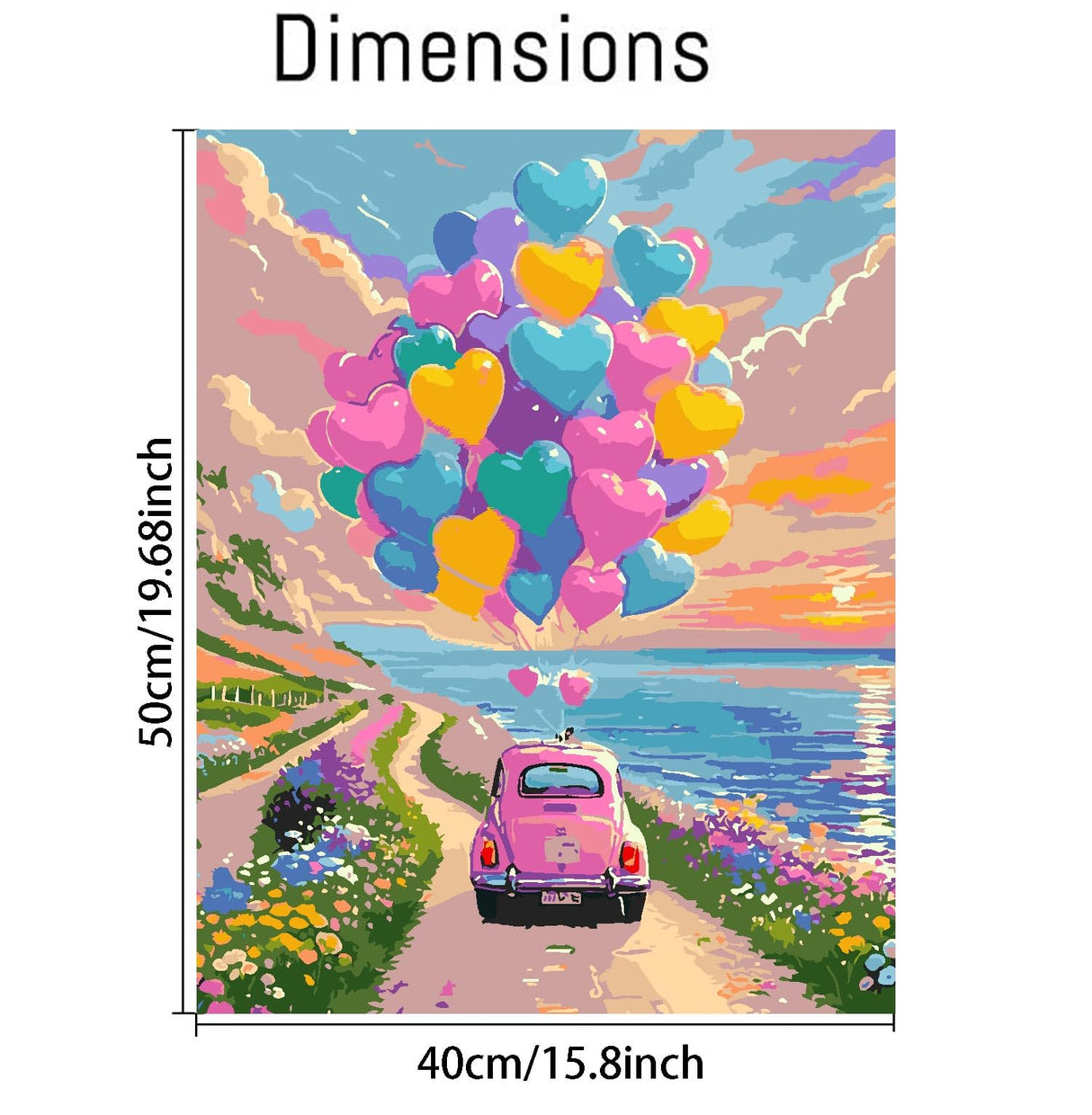 Balloon Paint by Numbers Kit for Adults, Car Paint by Number for Adults Beginner on Canvas, Ideal Gift Choice for Birthday and Festival, DIY Acrylic Paints for Wall Decor 16x20inch Clendo