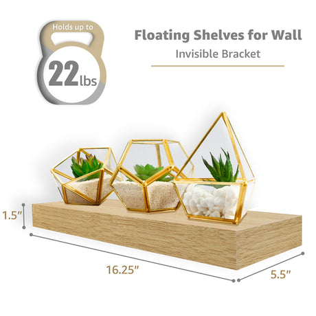 Sorbus Floating Shelves for Wall, Bathroom Shelves Wall Mounted for Kitchen, Bedroom, Bathroom Storage Over Toilet, 3 Hanging Book Shelf for Wall Home Decor Living Room, Farmhouse 16 Inch Maple Wood Sorbus