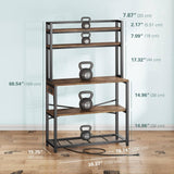 Denkee 39.4 Inch Wide Rustic Brown 5-Tier Bakers Rack with Power Outlets and Storage Solutions Denkee