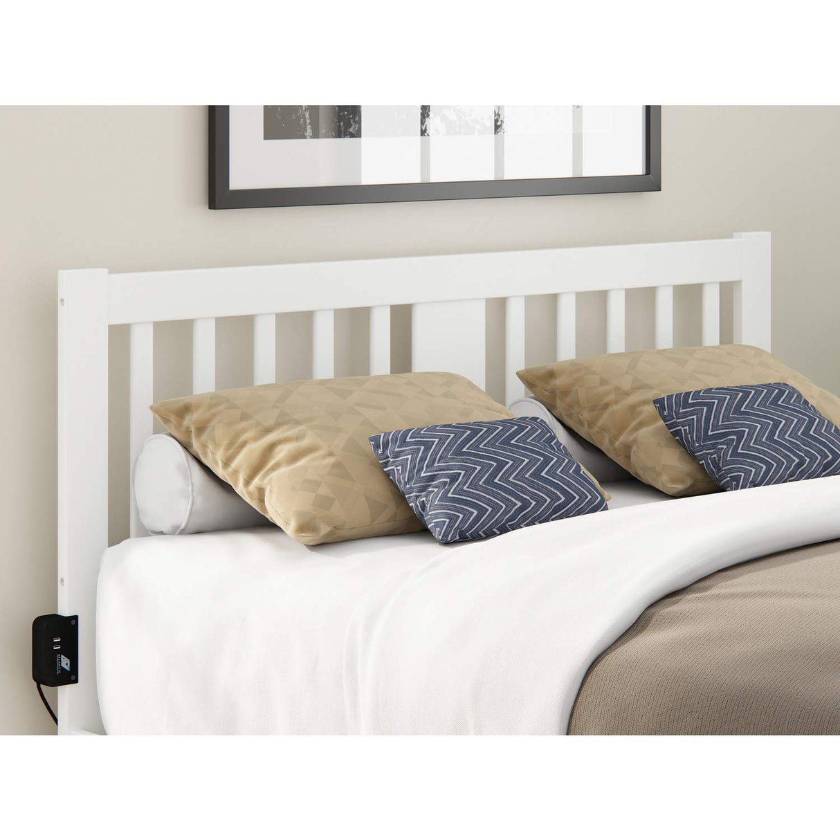 AFI Tahoe Queen Headboard with USB Turbo Charger in Walnut AFI