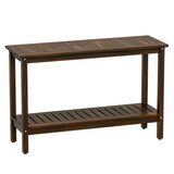 SUPER DEAL All-Weather Patio Bar Table Entry Console Table, 2-Shelf 48 inch Solid Wood Indoor Outdoor Multifunctional Buffet Storage Organizer with Adjustable Feet, Espresso SUPER DEAL