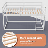 TOLEAD Low Bunk Bed Twin Over Twin, Floor Bunk Bed with Ladder, Twin Bunk Bed with Full Guardrails, Wooden Bunk Bed for Juniors, Boys, Girls, Kids, Bedrooms (White) TOLEAD