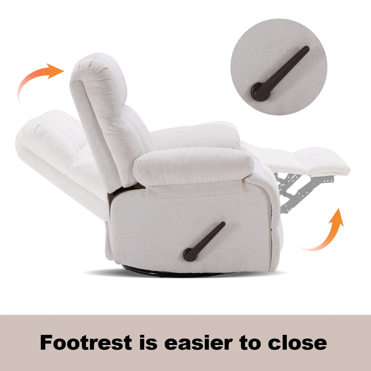 Eiayeebil Oversized Recliner Chair, 360° Swivel Rocker Recliner for Big Man, Extra Wide Manual Recliner, Overstuffed Soft Glider Rocking Sofa Chair for Living Room(Beige) Eiayeebil
