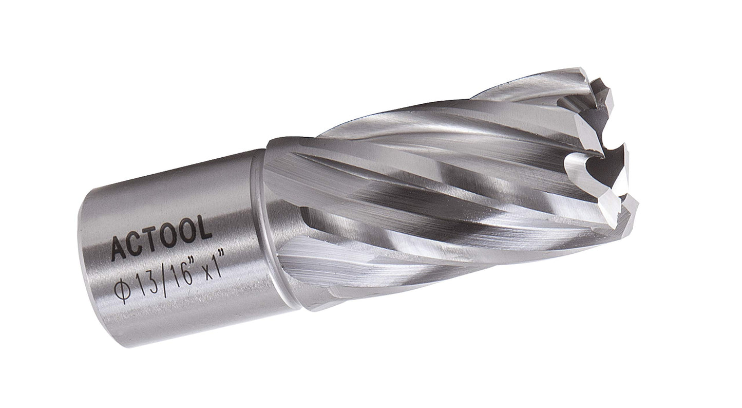 ACTOOL 13/16" Diameter × 1" Depth of Cut HSS ANNULAR Cutter with 3/4'' Weldon Shank - WoodArtSupply